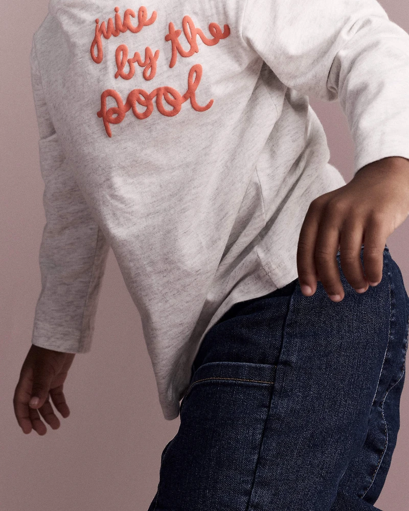 Toddler 'Juice By The Pool' Long-Sleeve Relaxed Graphic Tee - Heather Grey