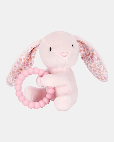 Baby Bunny Plush With Teether - Pink