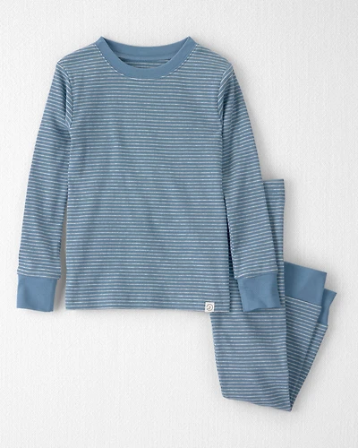 Toddler 2-Piece Organic Cotton Ribbed Pajama Set in Stripes