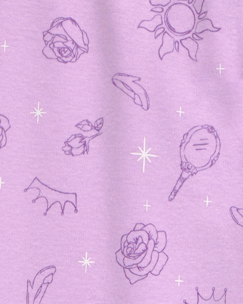 Girls Disney Princess Snug Fit Cotton 2-Piece Pajamas - Purple