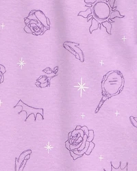 Girls Disney Princess Snug Fit Cotton 2-Piece Pajamas - Purple