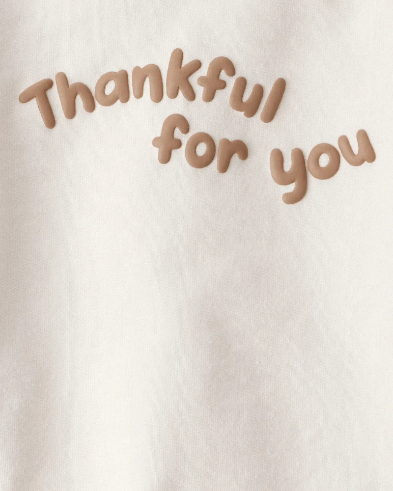 Baby 2-Piece Acorn Thanksgiving Print Cotton Long-Sleeve Tee & Pant Set - White