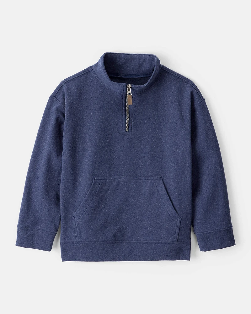 Boys Long-Sleeve Quarter-Zip Pullover Sweatshirt - Navy