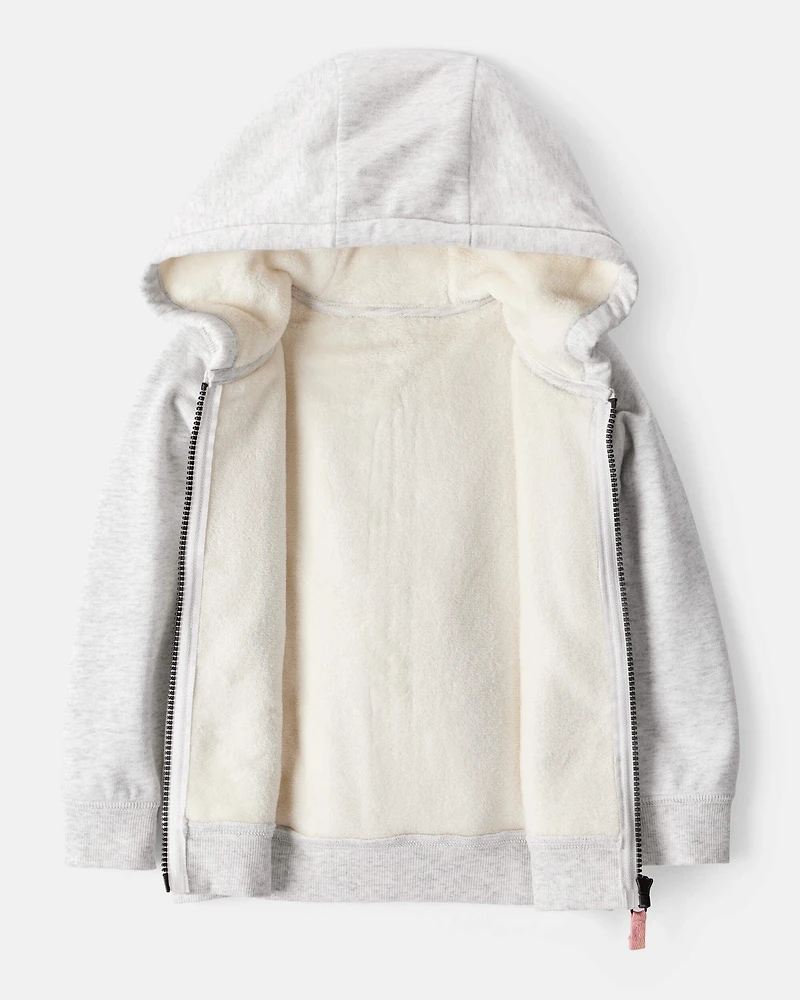 Toddler Girl DayDream Fleece Long-Sleeve Hooded Zip-Up Jacket - Grey