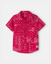 Toddler Boy Bandana Short-Sleeve Button-Down Shirt - Red