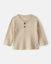 Baby Boy Long-Sleeve Henley Shirt - Tan