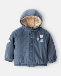 Toddler Boy Corduroy Sherpa-Hooded Fashion Jacket - Blue