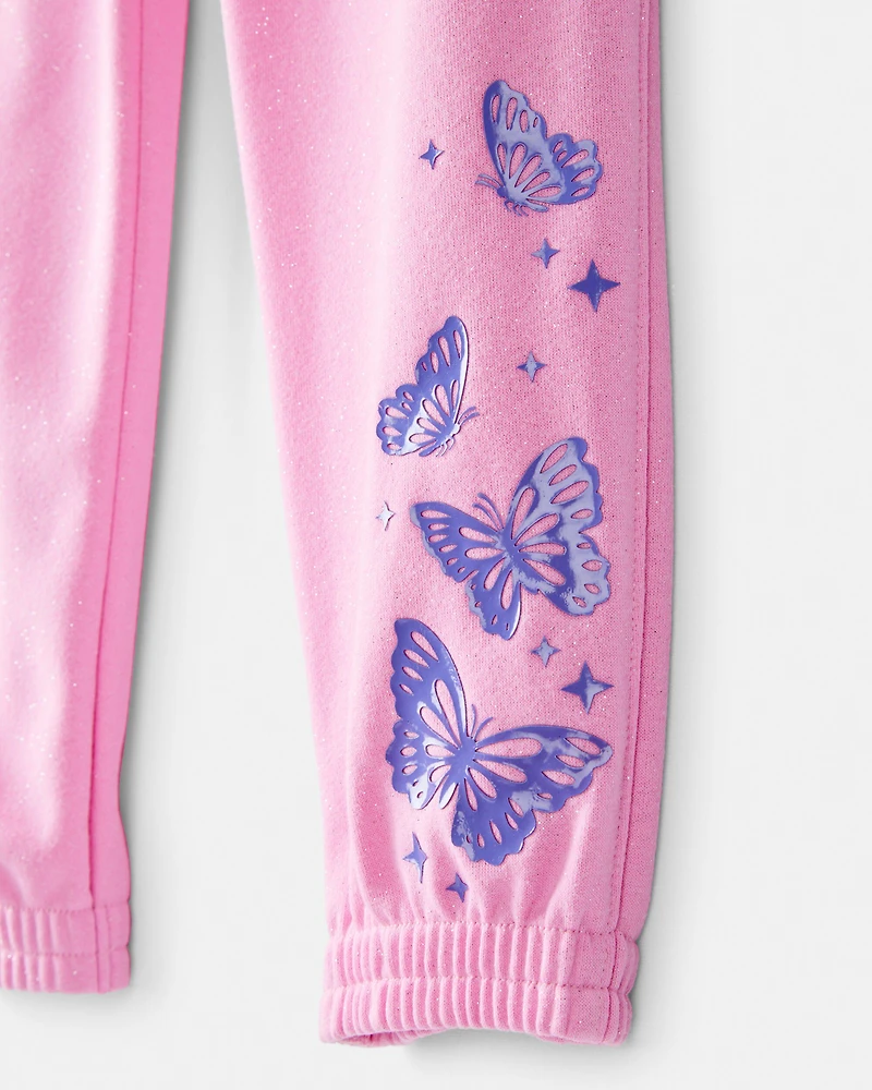 Girls Wicked Glinda Sparkle Butterfly Joggers - Pink