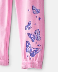 Girls Wicked Glinda Sparkle Butterfly Joggers - Pink