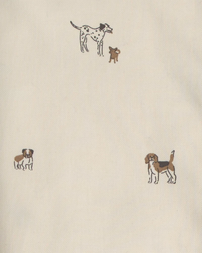 Boys Dog Long-Sleeve Button-Down Shirt - Cream
