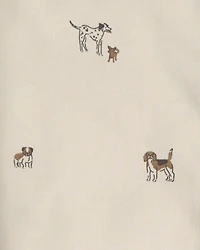 Boys Dog Long-Sleeve Button-Down Shirt - Cream