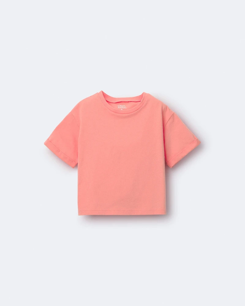 Toddler Rolled Cuff Tee - Coral