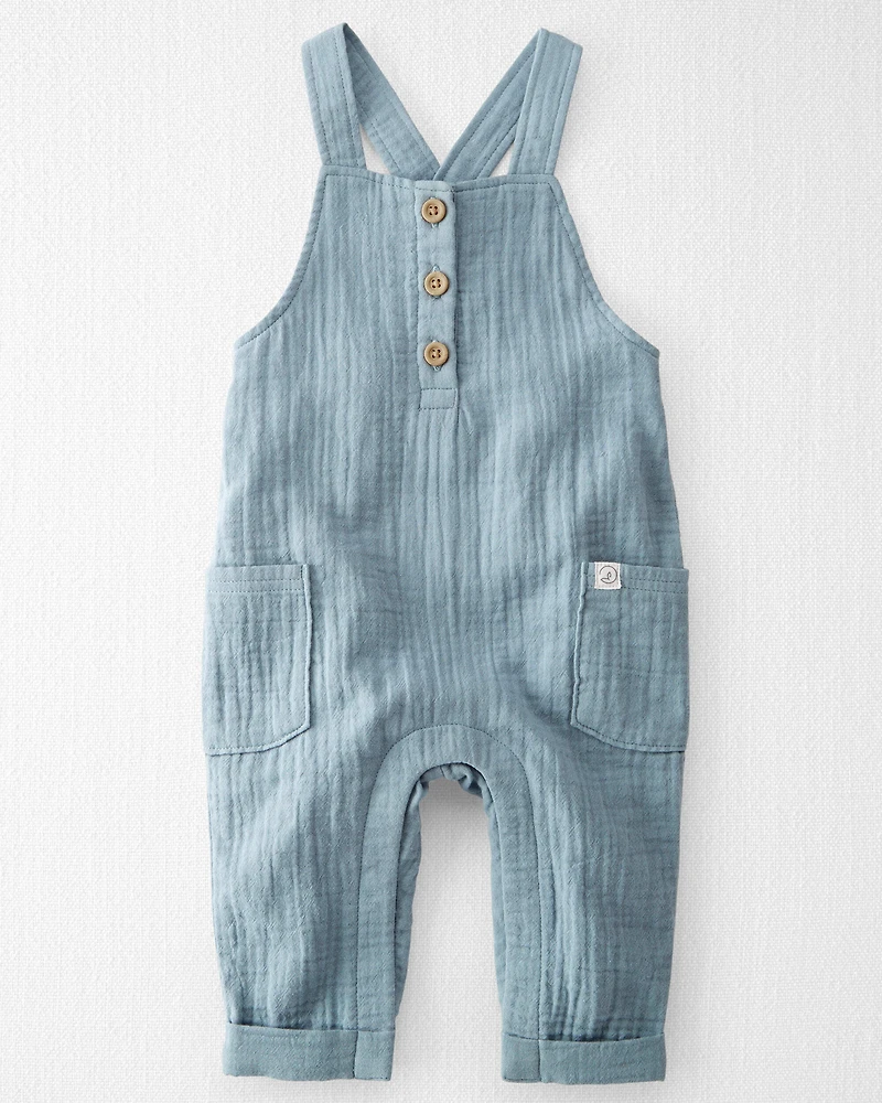 Baby Organic Cotton Gauze Overalls in Blue Creek