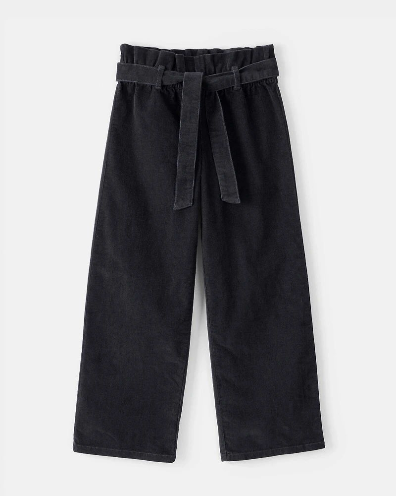 Girls Corduroy Wide-Leg Pants - Black