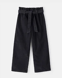 Girls Corduroy Wide-Leg Pants - Black