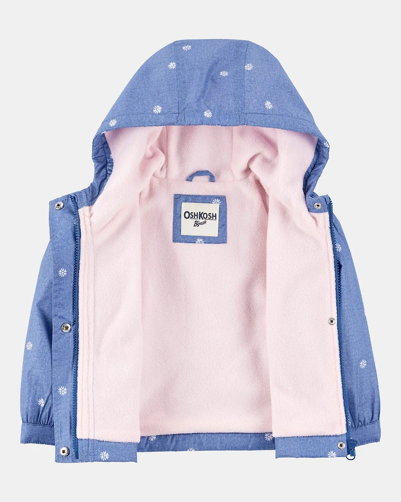 Toddler Girl Daisy-Print Chambray Jacket - Blue