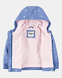 Toddler Girl Daisy-Print Chambray Jacket - Blue