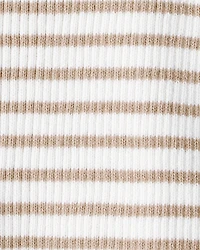 Girls Striped Button-Down Short-Sleeve Tee - Tan