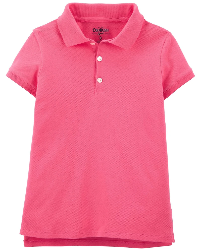 Girls Pique Cotton Uniform Polo - Pink