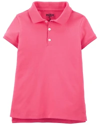 Girls Pique Cotton Uniform Polo - Pink