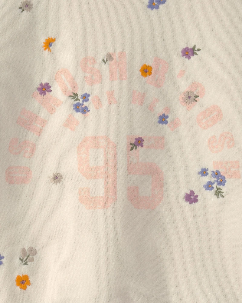 Girls 'OshKosh' Floral French Terry Pullover Sweatshirt - Cream