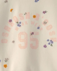 Girls 'OshKosh' Floral French Terry Pullover Sweatshirt - Cream
