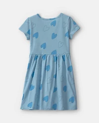 Girls Heart Short-Sleeve Dress - Blue