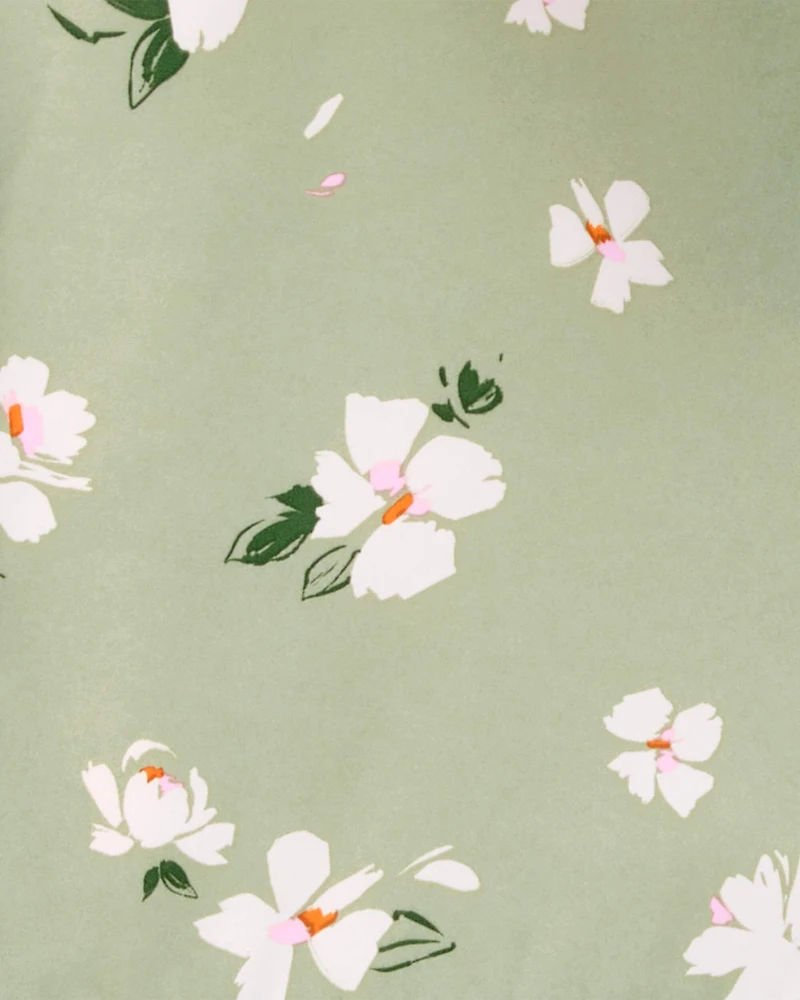 Kid Floral Print Windbreaker Jacket - Olive