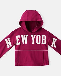 Girls New York Cotton Long-Sleeve Hoodie - Red