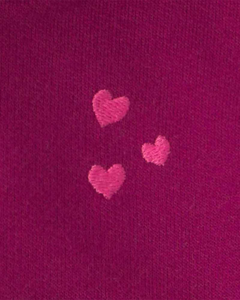 Baby Girl 3-Piece Heart French Terry Layering Set - Burgundy