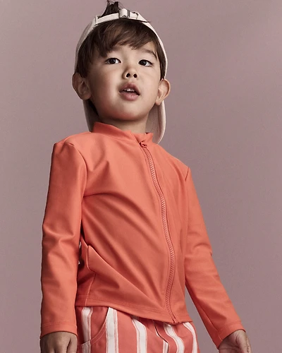 Toddler Full-Zip Long-Sleeve Rashguard - Orange