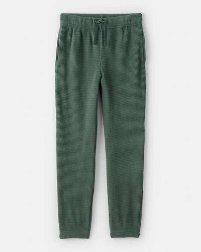 Girls Waffle Knit Joggers - Green