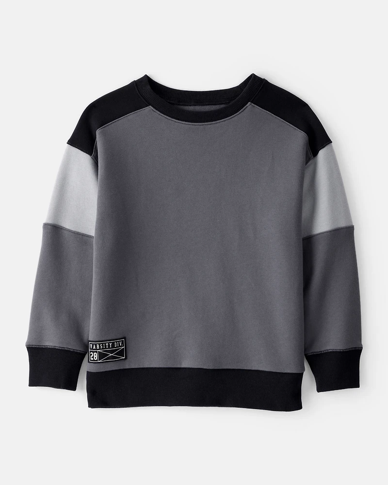 Boys Color-Block Pullover Sweatshirt - Black
