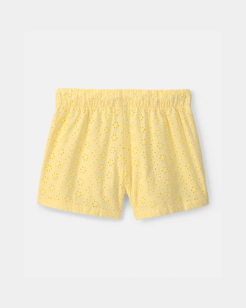 Girls Eyelet Shorts - Yellow