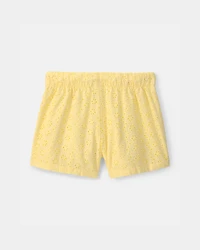 Girls Eyelet Shorts - Yellow