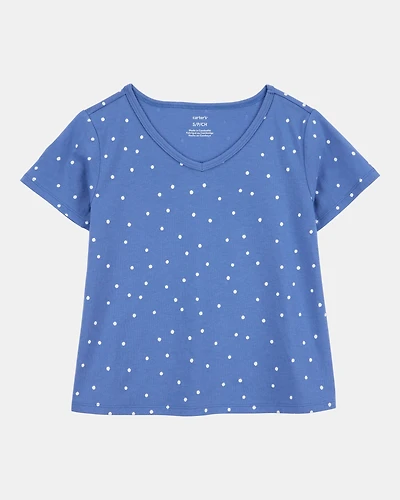 Kid Polka Dot Short-Sleeve Fashion Top - Blue
