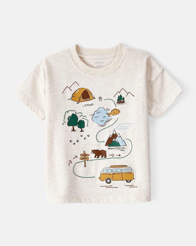 Toddler Boy Camping Short-Sleeve Graphic Tee - Ivory