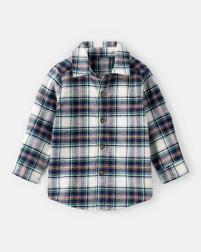 Baby Boy Plaid Button-Down Shirt - Cream/Navy
