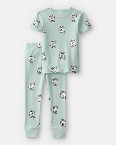 Toddler Soccer 100% Cotton Short-Sleeve Snug Fit 2-Piece Pajama Set - Green