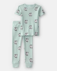 Toddler Soccer 100% Cotton Short-Sleeve Snug Fit 2-Piece Pajama Set - Green