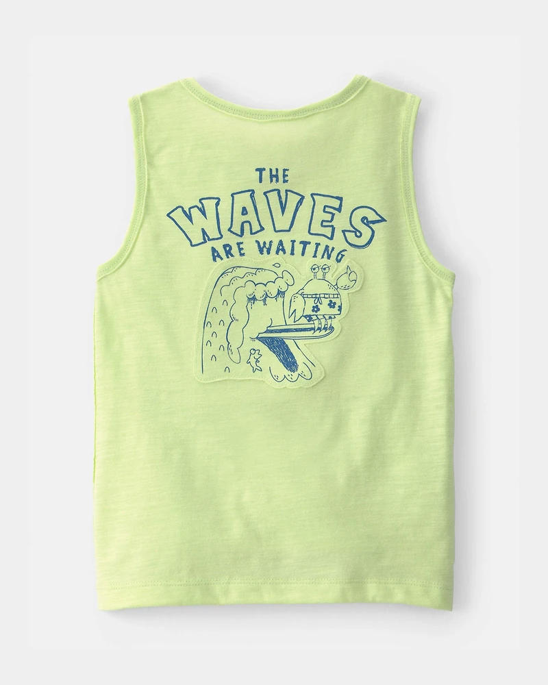 Toddler Boy Surfing Crab Tank Top - Green