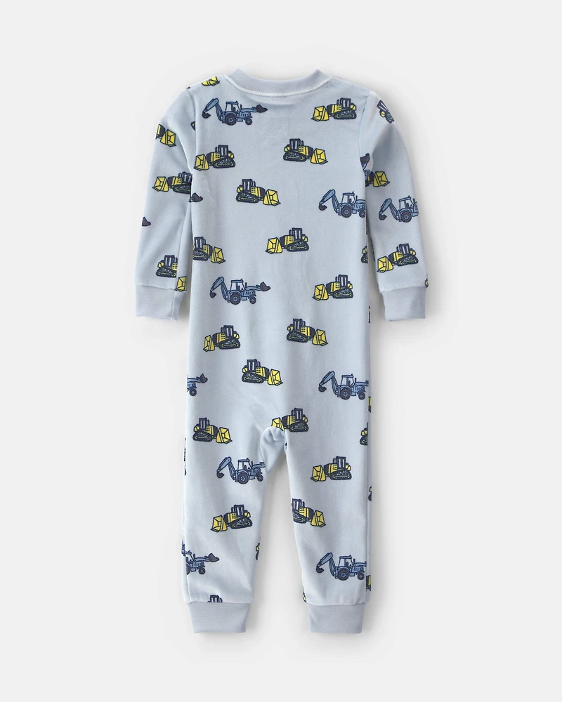 Toddler Boy 1-Piece Construction DreamPlush Snug Fit Pajama - Blue