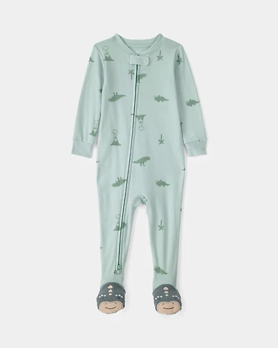 Toddler Dinosaur 100% Cotton Snug Fit 1-Piece Pajama - Green