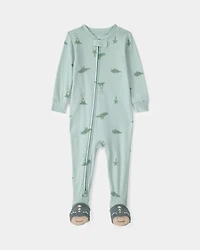 Toddler Dinosaur 100% Cotton Snug Fit 1-Piece Pajama - Green