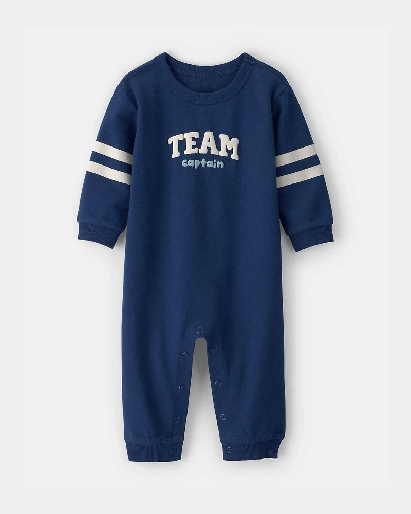 Baby 'Team Captain' French Terry Jumpsuit - Blue
