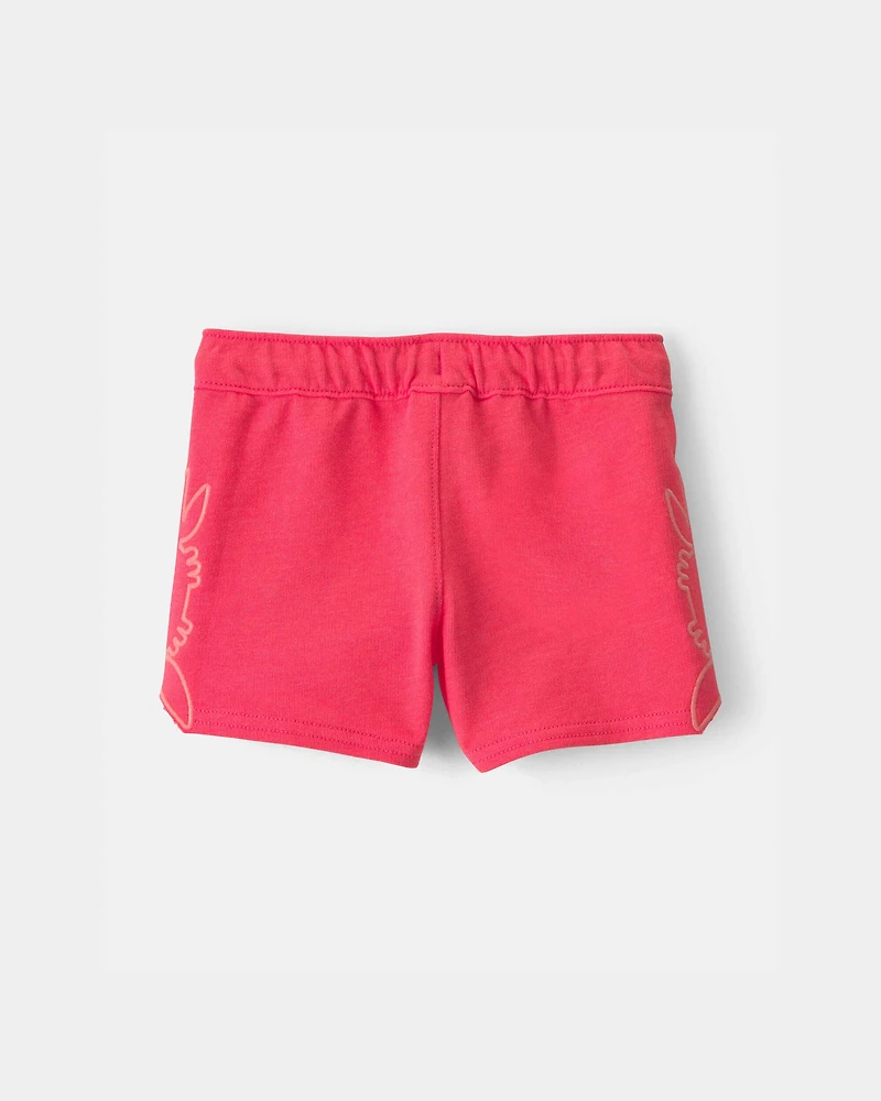Baby Boy Crab French Terry Shorts - Coral
