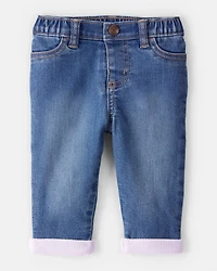 Baby Girl Medium Wash Elastic-Waist Jeans