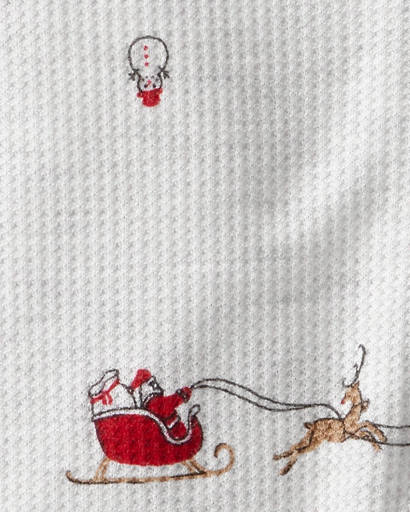 Baby Santa Print PurelySoft Long-Sleeve Sleep & Play Pajamas - Grey