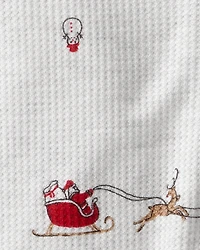 Baby Santa Print PurelySoft Long-Sleeve Sleep & Play Pajamas - Grey