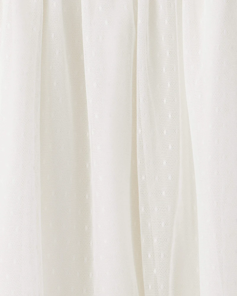 Girls Short-Sleeve Tulle Dress - White